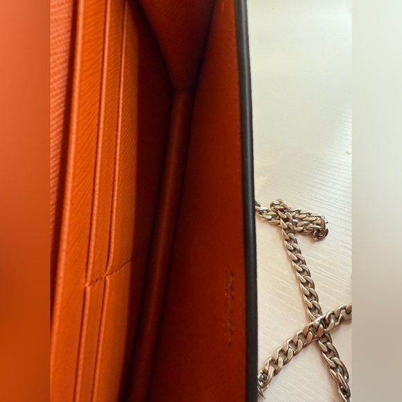 PRADA Saffiano Leather Wallet on Chain with Charms Blue/Orange - Picture 8 of 13